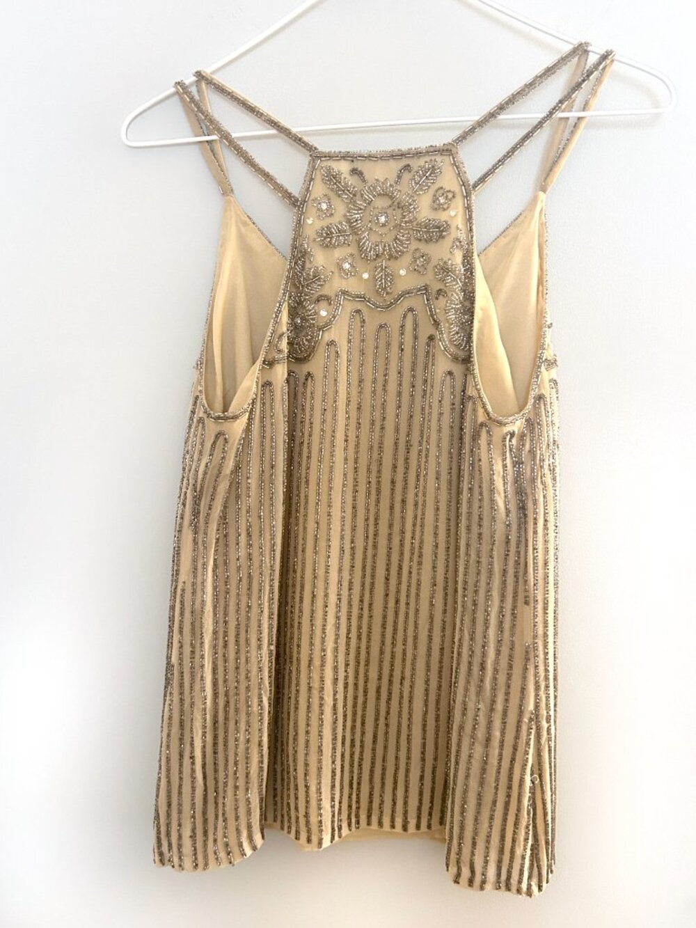 Polo Ralph Lauren Beaded Champagne Camisole Silk Blend Elegant Party Top XS - Picture 3 of 10
